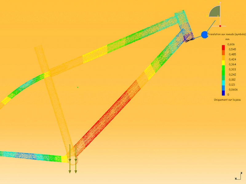 Vue infrarouge contraintes mécaniques cadre vélo
