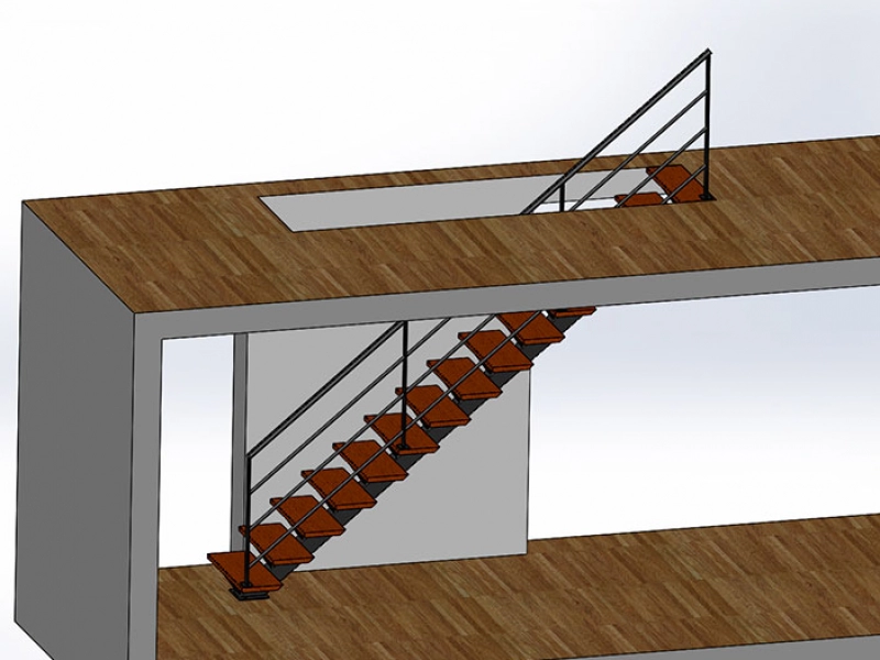 MAquette d'un escalier droit dans une maison
