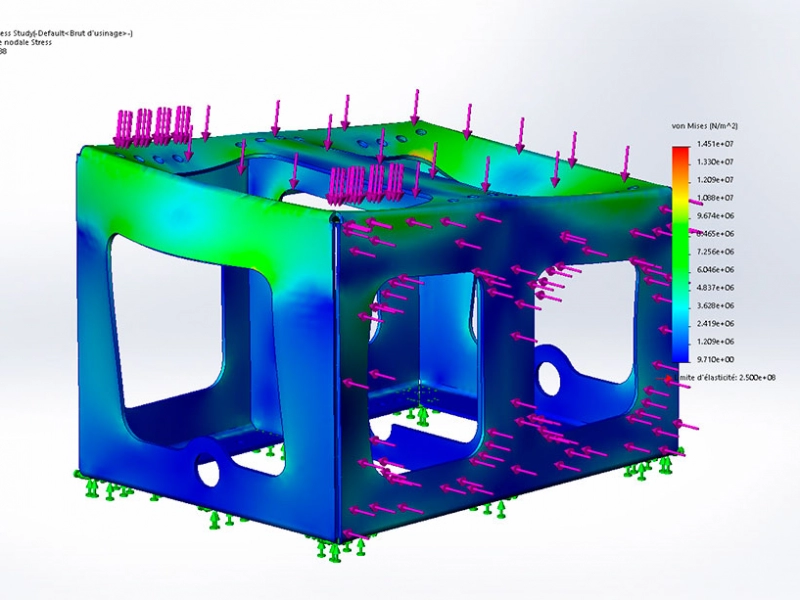 Schéma contraintes mécaniques pièce métallique